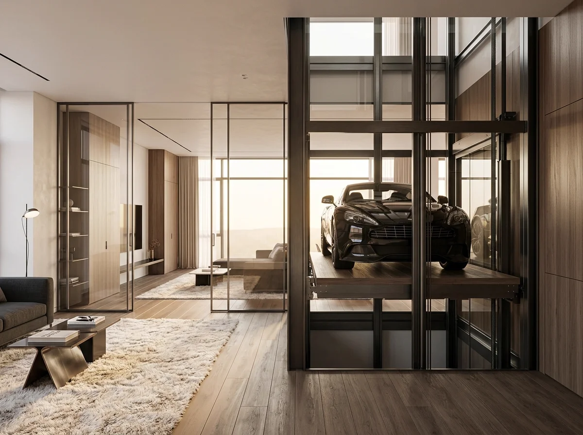 Premium car elevator showroom