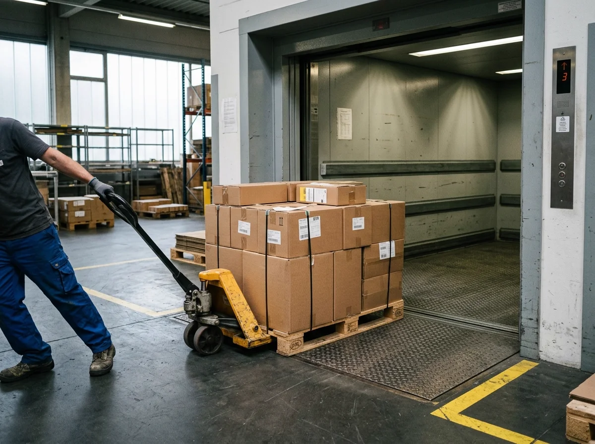 Warehouse freight elevator operations