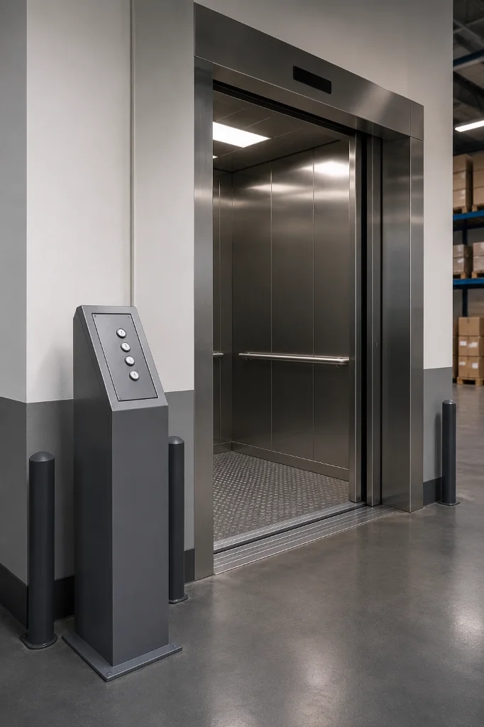 Industrial freight elevator storage facility
