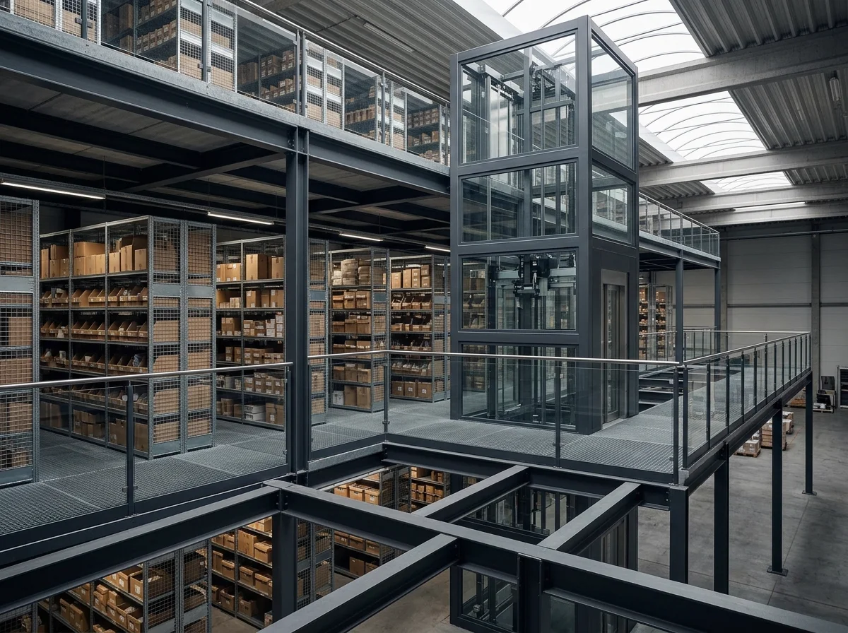 Warehouse goods elevator shelving