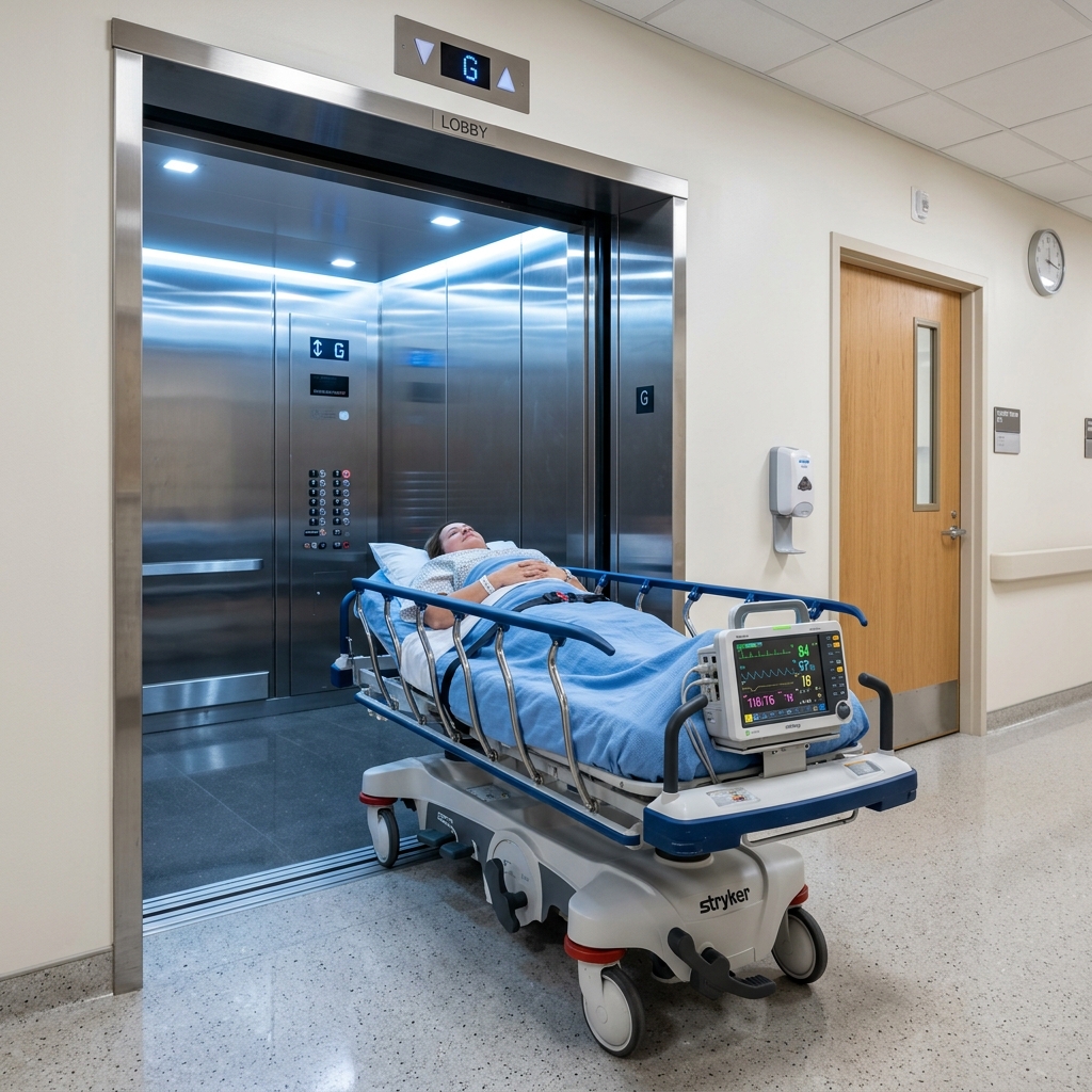Clean hospital elevator interior