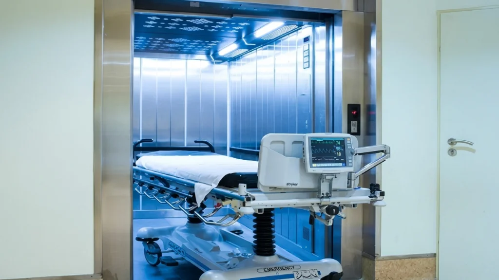 Clean hospital elevator interior