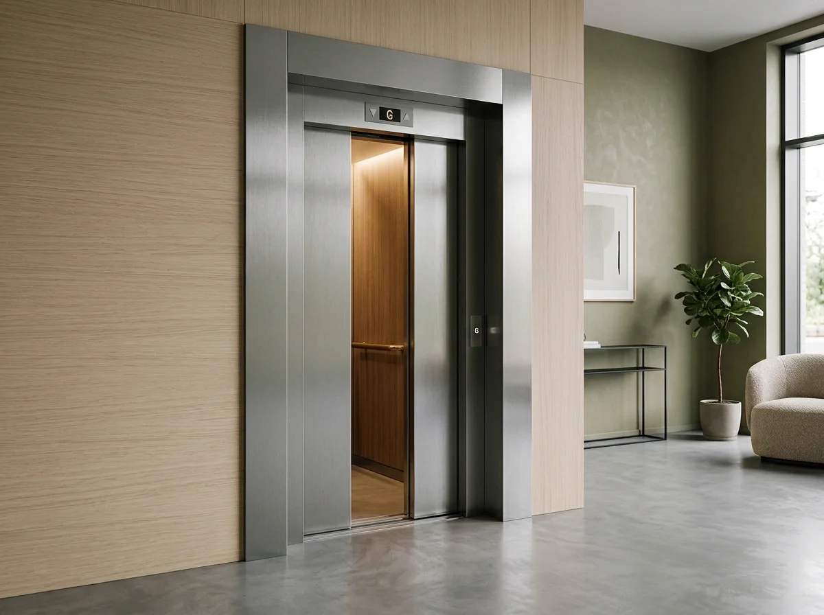 Residential tower elevator lobby